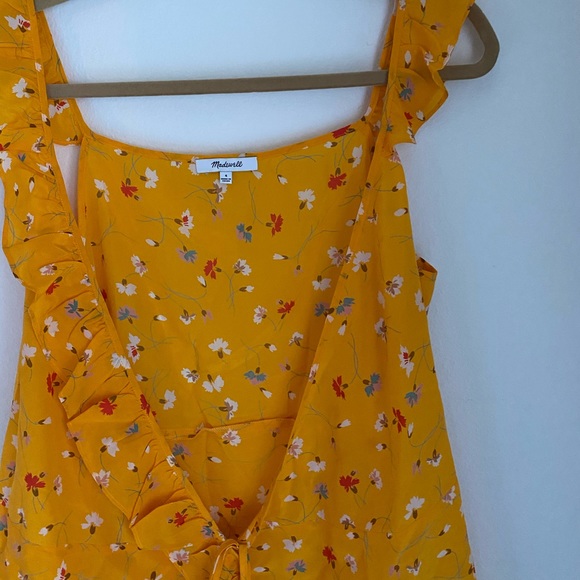 Madewell silk cami wrap top yellow floral print 4 - Picture 5 of 8